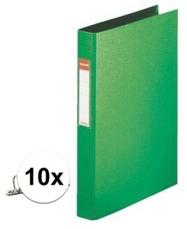 Esselte Ringband mappen/ordners - 10x - groen - A4 - opbergen - kantoorartikelen