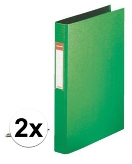 Esselte Ringband mappen/ordners - 2x - groen - A4 - opbergen - kantoorartikelen