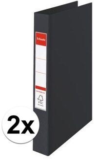 Esselte Ringband mappen/ordners - 2x - zwart - A4 - opbergen - kantoorartikelen