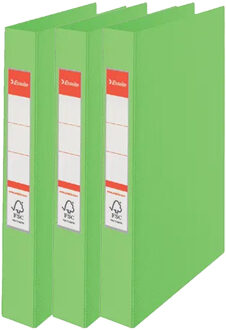 Esselte Ringband mappen/ordners - 3x - groen - A4 - opbergen - kantoorartikelen