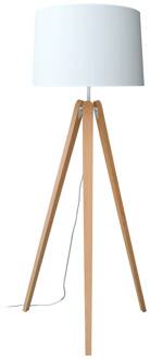 Essence driepoot vloerlamp, wit wit, licht hout