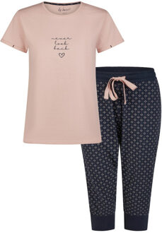 Essential dames capri pyjama driekwart aop roze - maat S Veelkleurig