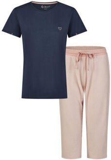 Essential dames capri pyjama driekwart gestreept blauw - maat XL Veelkleurig