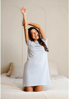 Essential dames nachthemd korte mouw gestreept Lichtblauw - XL