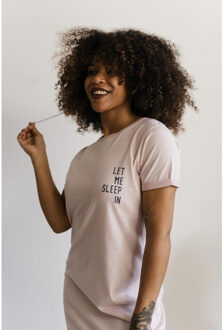 Essential dames nachthemd korte mouw gestreept - maat XL Roze