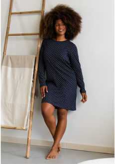 Essential dames nachthemd lange mouw aop - maat XXL Blauw