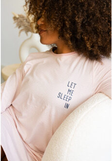 Essential dames nachthemd lange mouw gestreept - maat XL Roze