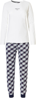 Essential dames pyjama set lang katoen geruit dream on Wit - XL