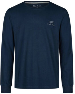 Essential heren pyjama set lang donkerblauw/grijs - maat M Veelkleurig