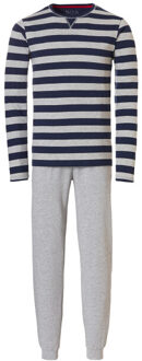 Essential heren pyjamaset lang / blauw gestreept - maat XL Grijs