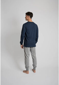 Essential heren pyjamaset lang blauw / grijs - maat XXL Veelkleurig