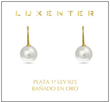 Essential Oorbellen in 925 Sterling Zilver en Witte Parel afgewerkt in 18 karaat geel goud