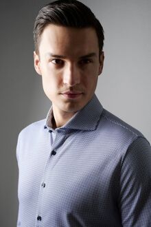 Essential Overhemd Hai Piqué Pied De Poule Blauw Donkerblauw - 42,47,48,46,41,40,45,39,44,38,43,37