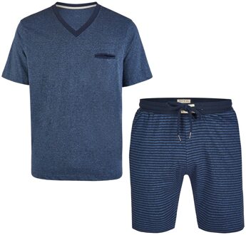 Essential shortama heren korte pyjama katoen Blauw - XL