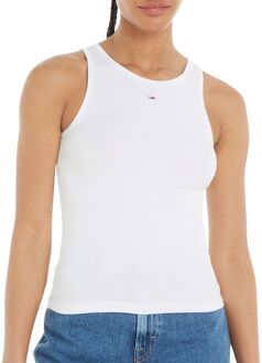 Essential Slim Rib-Knit Tanktop Dames wit - M