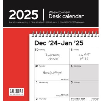 Essential Week-To-View Easel Desk Calendar 2025 - Calendars, Carousel
