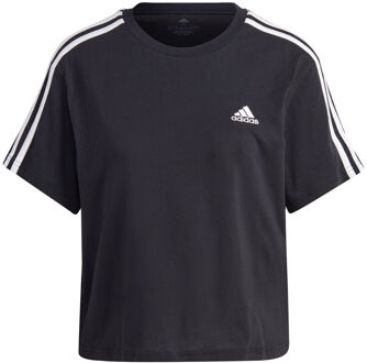 Essentials 3-Stripes Single Jersey Crop T-shirt Dames zwart