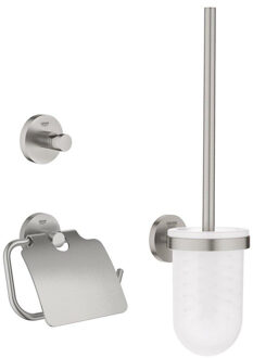 Essentials Accessoireset - Toiletrolhouder - Toiletborstelset - Haak - Supersteel (rvs)