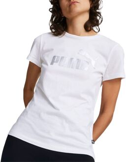 Essentials+ Metallic Logo Shirt Dames wit - zilver