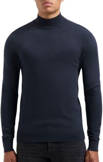 Essentiële Gebreide Mockneck Sweater Pure Path , Blue , Heren - Xl,L,M,S