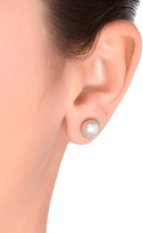 essentiële oorbellen in 925 sterling zilver en witte parel met gerhodineerde afwerking - One Size
