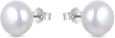 essentiële oorbellen in 925 sterling zilver en witte parel met gerhodineerde afwerking