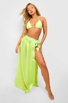 Essentiële Satijn Strik Strand Sarong, Lime