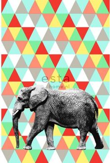 Esta Home fotobehang olifant multicolor - 158707 - 186 cm x 2,79 m Geel, Groen, Rood