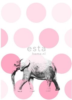 Esta Home fotobehang olifant roze - 158708 - 186 cm x 2,79 m Roze, Zwart
