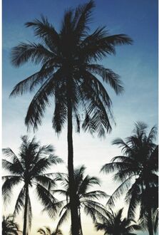 Esta Home fotobehang palmbomen blauw, zwart en beige - 158849 - 1,86 x Beige, Blauw, Groen, Zwart