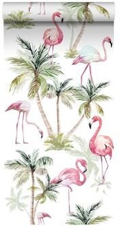 Esta Home XXL behang flamingo's roze - 158844 - 0,465 x 8,37 m Groen, Roze