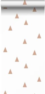 ESTAhome behang grafische driehoekjes wit en licht terracotta - 0,53 x