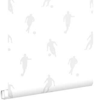 ESTAhome behang voetbalspelers zilver op wit - 53 cm x 10,05 m - 12880