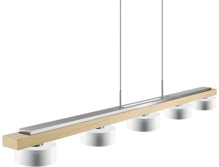 Estelle balk hanglamp asteiken natuur asteiken natuur, opaalwit, mat nikkel