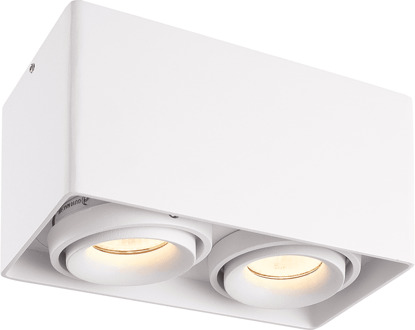 Esto LED Opbouwspot - Vierkant - 2 lichts - Kantelbaar - Dimbaar - 6500K daglicht wit - GU10 - Opbouwspot - Voor binnen - Vervangbare afdekring - Wit