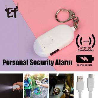ET 130dB Self Defense Alarm Rechargeable Personal Security Keychain Alarm w/ LED Flash Light Loud Personal Safety Protect Scream