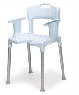 etac Douchestoel Etac Swift met Armsteunen in Hoogte Verstelbaar Lichtblauw (draagvermogen tot 130 kg)