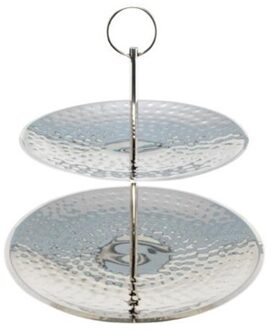 Etagere 2-laags rvs 20/25cm Zilverkleurig