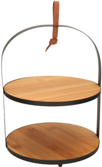 Etagere 2-laags van bamboe B21 x H26 x D21 cm - Ronde etagere - High Tea serveerplateau