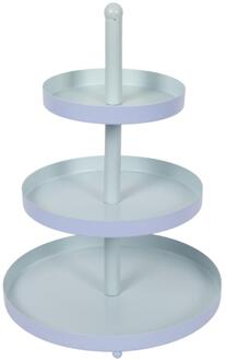 Etagere 3-laags blauw-munt Ø25xH35cm