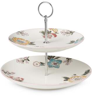 Etagere bloemen en vlinder - multikleur - 25 cm