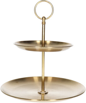 Etagere goud 2-laags rvs Ø14xH20cm