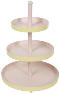 Etagere metaal 3-laags Ø25xh35cm roze
