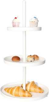 Etagère - Serveertoren - Metaal - Wit - 3-Laags - 35 cm Hoog