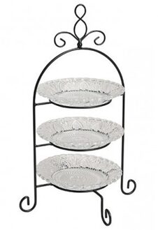 Etagiere 3-laags 15 x 37 cm glas/metaal