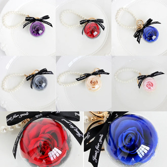 Eternal Flower Natural Dried flowers Pendant Keychain Make A Wish Christmas Thanksgiving Valentine's Day Pendant Birthday Gifts
