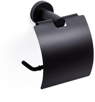 Eternal toiletrolhouder met klep rond mat zwart OUTLET Zwart mat