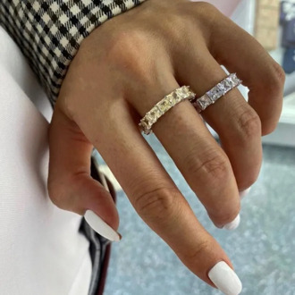 Eternity 925 sterling silver Promise ring 4mm AAAAA Zircon Engagement Wedding Band Rings for women men Fine Party Jewelry Gift