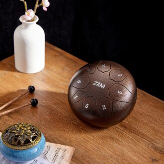 Ethereal Drum 6 Inch 11 Tune Tamboerijn Tong Drum Met Drumstick Hibiscus Staal Muziekinstrumenten Beginner Bruin