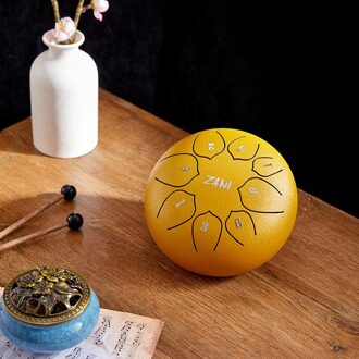 Ethereal Drum 6 Inch 11 Tune Tamboerijn Tong Drum Met Drumstick Hibiscus Staal Muziekinstrumenten Beginner goud